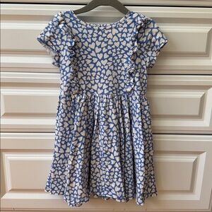 Mini Boden Blue and White Heart Pattern Kids Dress